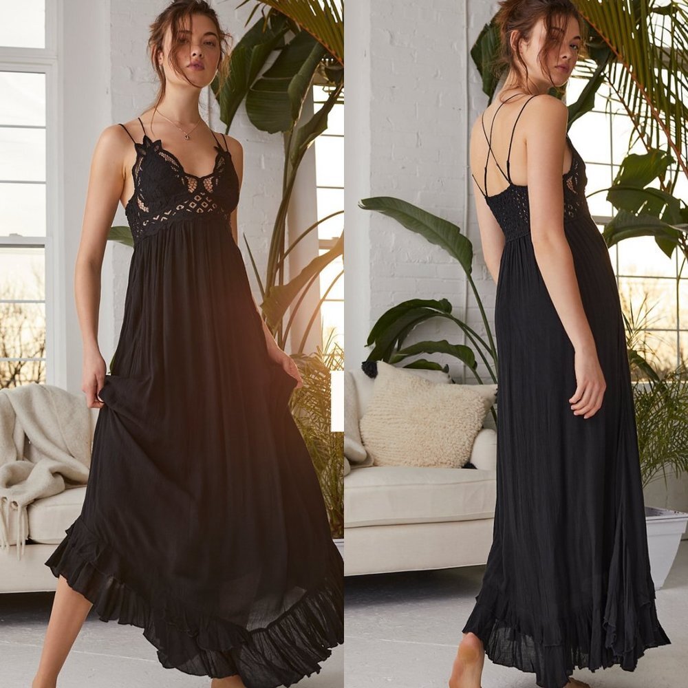 Free People Adella Black Maxi Dress Size Small